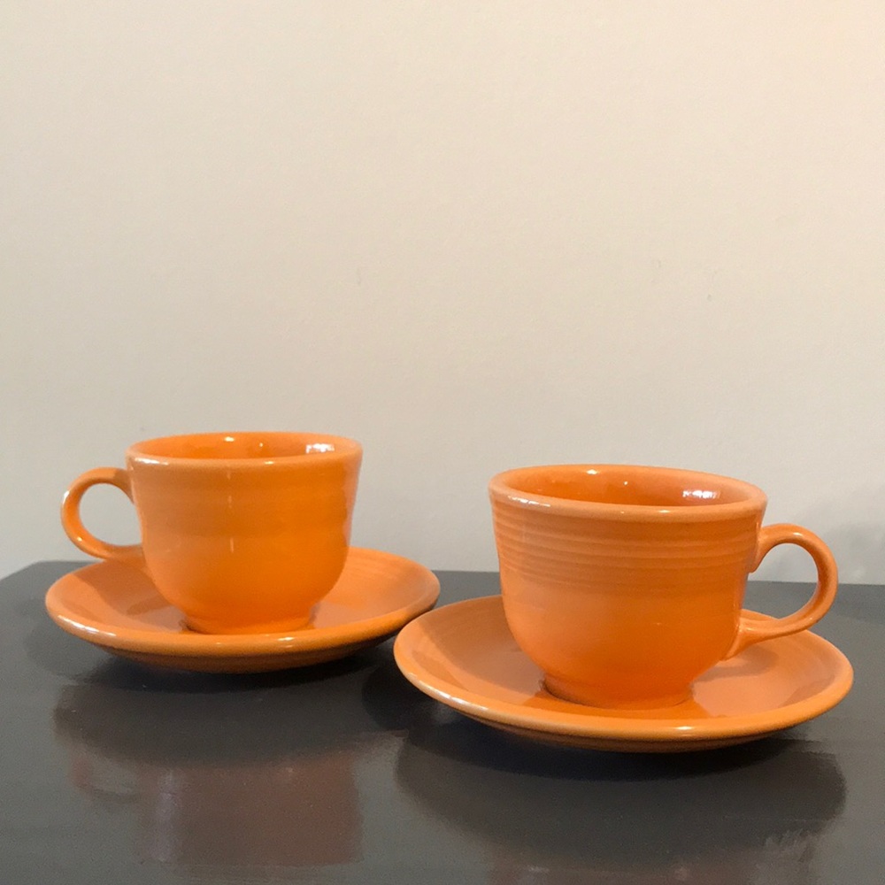 Fiestaware Tangerine Cup and Saucer, Tangerine